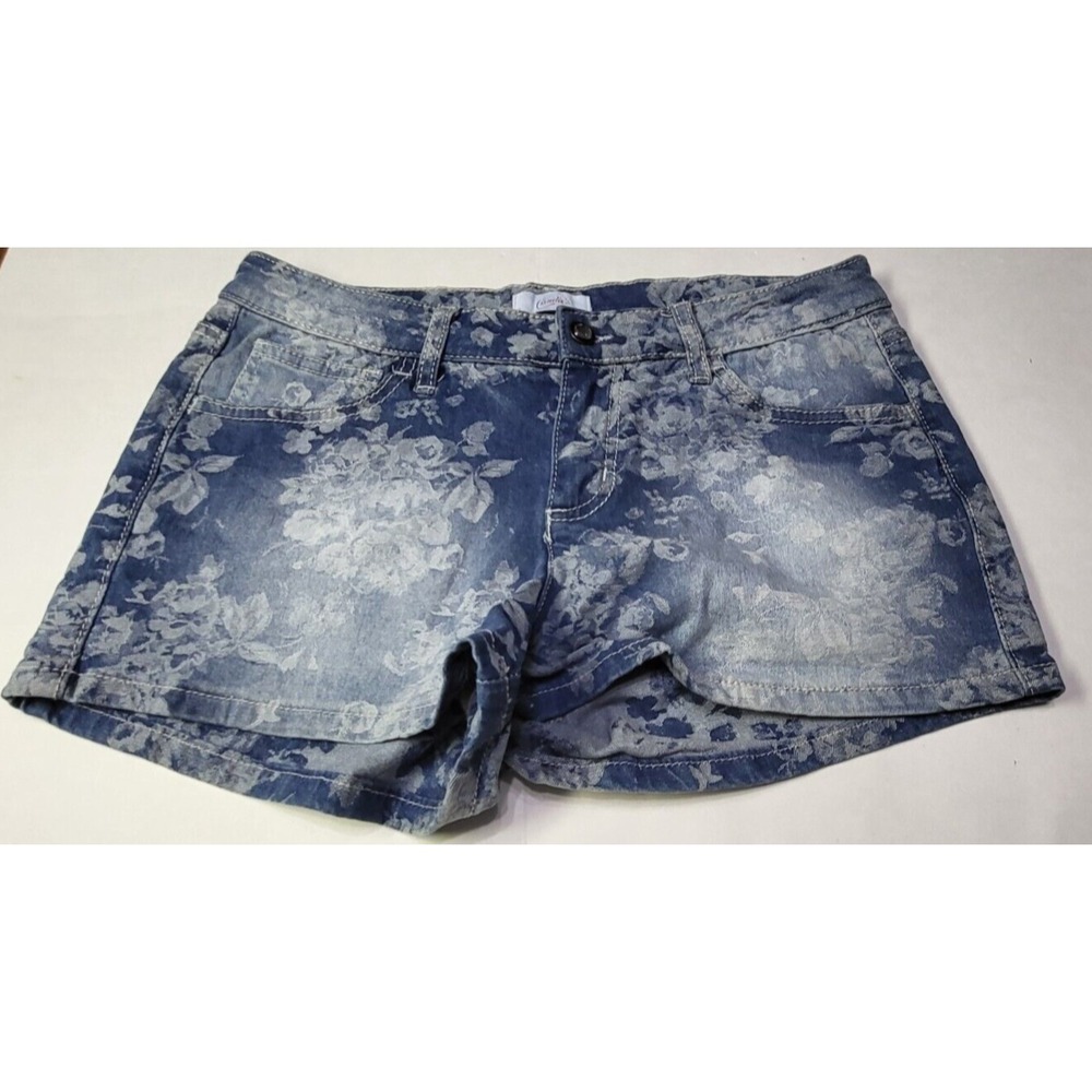 Candie's Denim Blue Jean Shorts Floral Flower Print Stretch Fit Junior Sz 9 Vtg